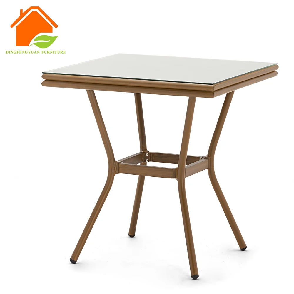 Outdoor Table Cafe Garden Terrace Square Picnic Furniture Modern Chair And Dining Set Outdoor Glass Tables