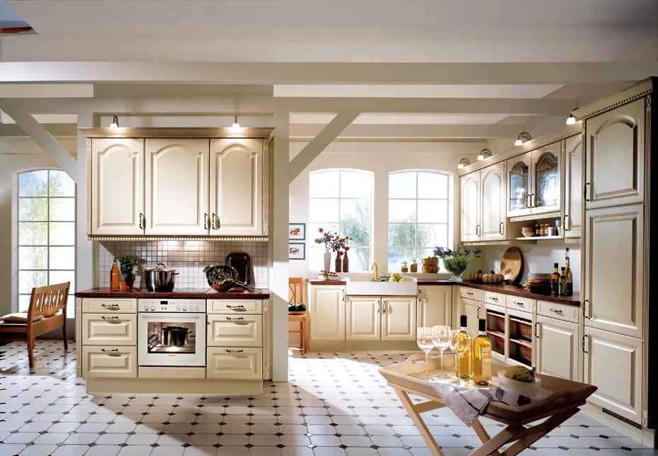 Antique white solid wood kitchen cabinet