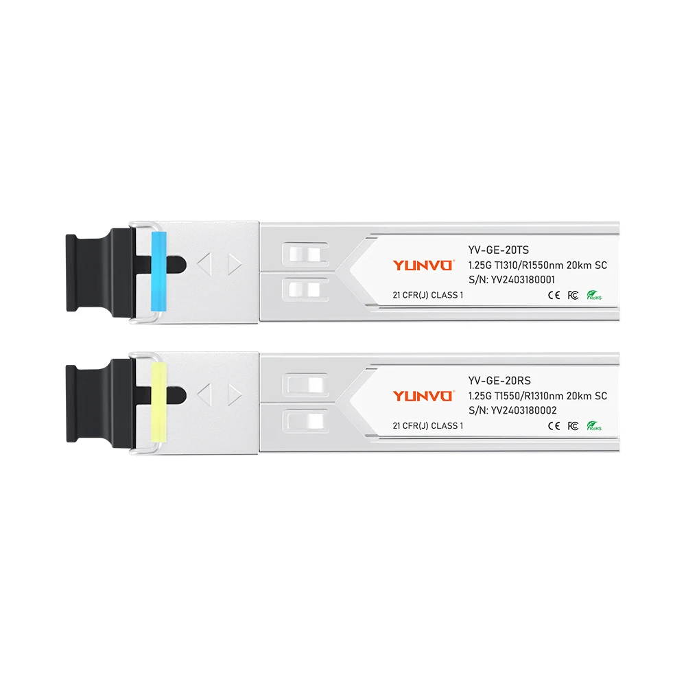 Yunvo SFP-GE20KT13R15/SFP-GE20KT15R13 Compatible SFP 1000BASE-BX-U BiDi 1310nm-TX/1550nm-RX 20km SC SFP Module