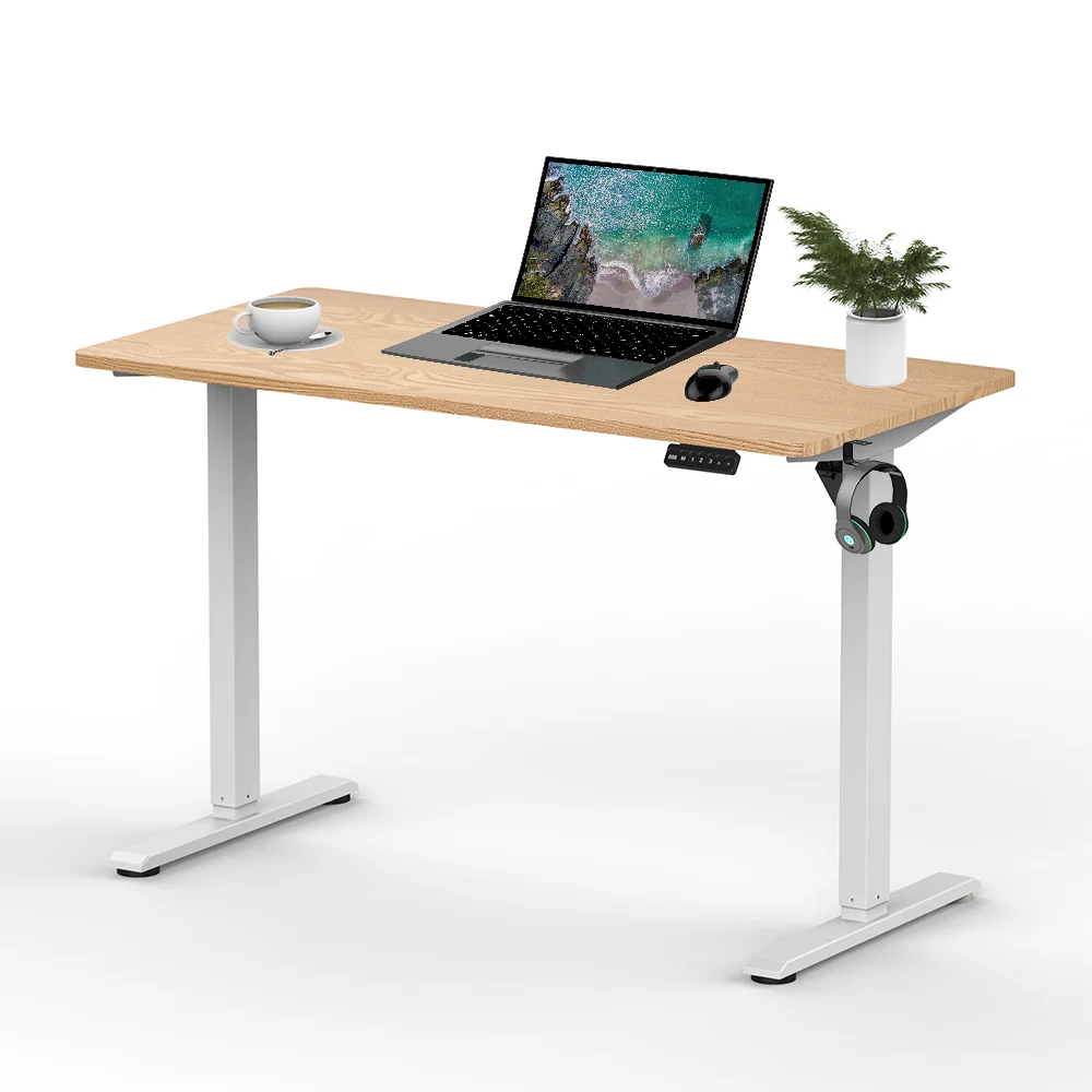Hot Sales  Single Motor Sit To Standing Up Computer Desk White Frame Adjustable Height  Desk For Office Table