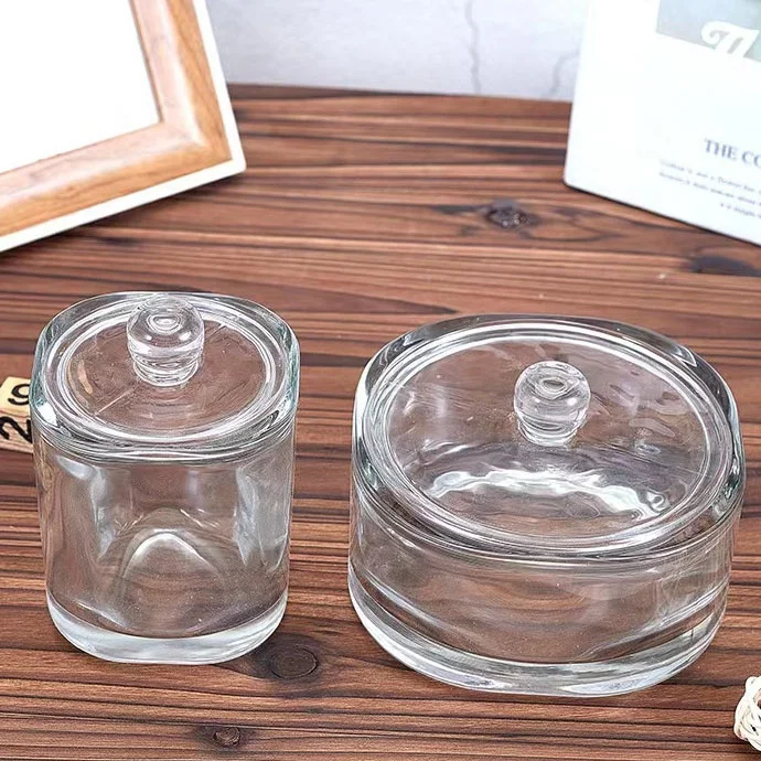 Candle Vessels glass jar scented candle soy wax holder jar empty square glass candle jars with lids in bulk