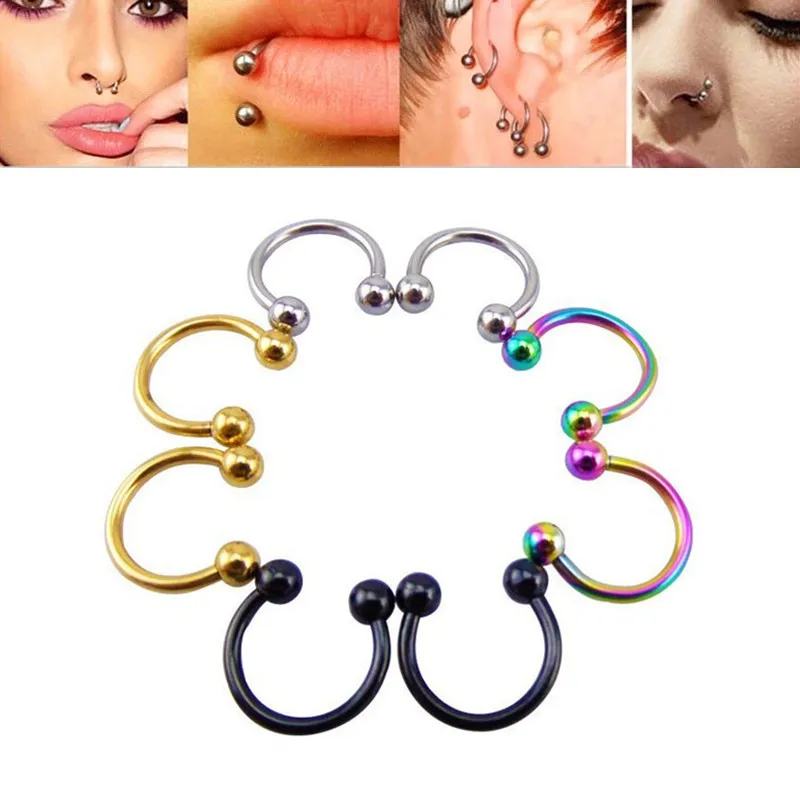316L Stainless Steel Circular Piercing Tragus Ear Cartilage Horseshoe Lip Ring Body Piercing Jewelry