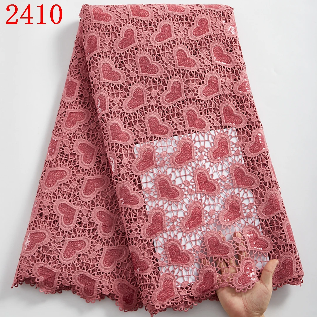 Free Shipping  Milk Silk Lace With Sequins  Nigerian Guipure Cord Lace Fabric With Sequins  African Milk Silk Lace 2410