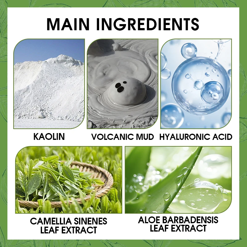 Kaolin Clay Face Mask Sulfate-free Deep Cleansing & Oil Control and Green Tea Matcha & Kaolin Cleanser Green Mud Mask