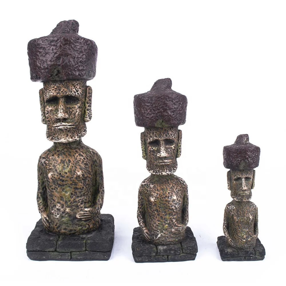 Aquarium resin ancient Easter Island Moai Statue ornament reptile decor landscape