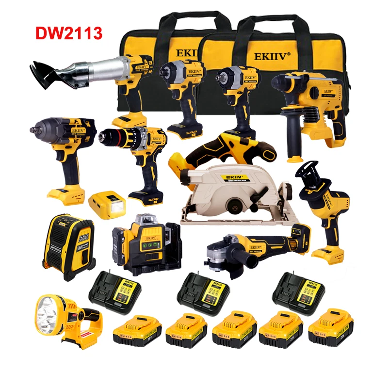 19 in 1 household power tool set Lithium electric electric hand drill hammer drill wrench driver Angle grinder electric tool set