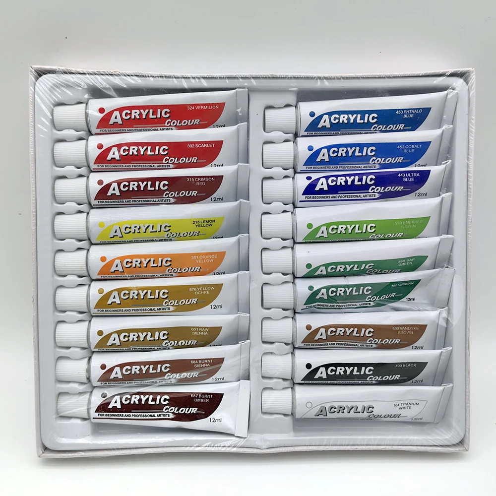 Factory Supplies Customized 12 ML Ideal Acrylic Art Paint Set for Canvas Wood Rock Painting Oil Watercolor Acrylic Paint Set