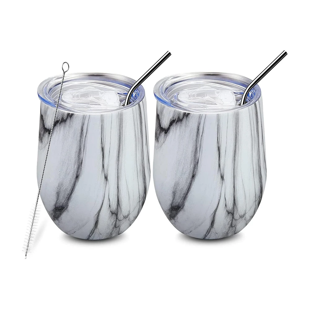 Unbreakable 12 oz Stainless Steel Wine Tumbler Custom Stemless Wine Glasses