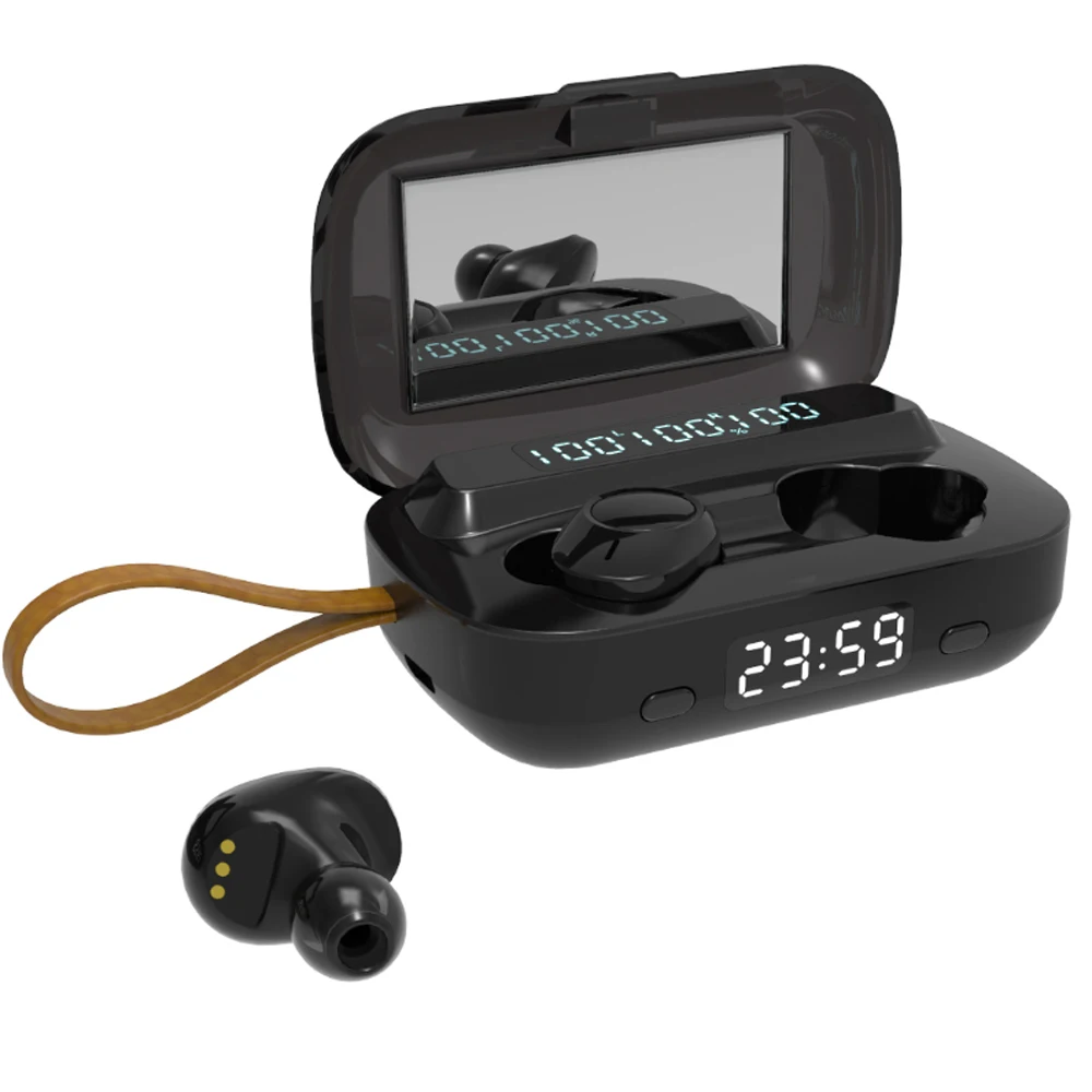 M13 TWS 5.1 2000Mah Power Bank Gamer Headphones With LED Flashlight Clock Mirror Function Wireless Earbuds
