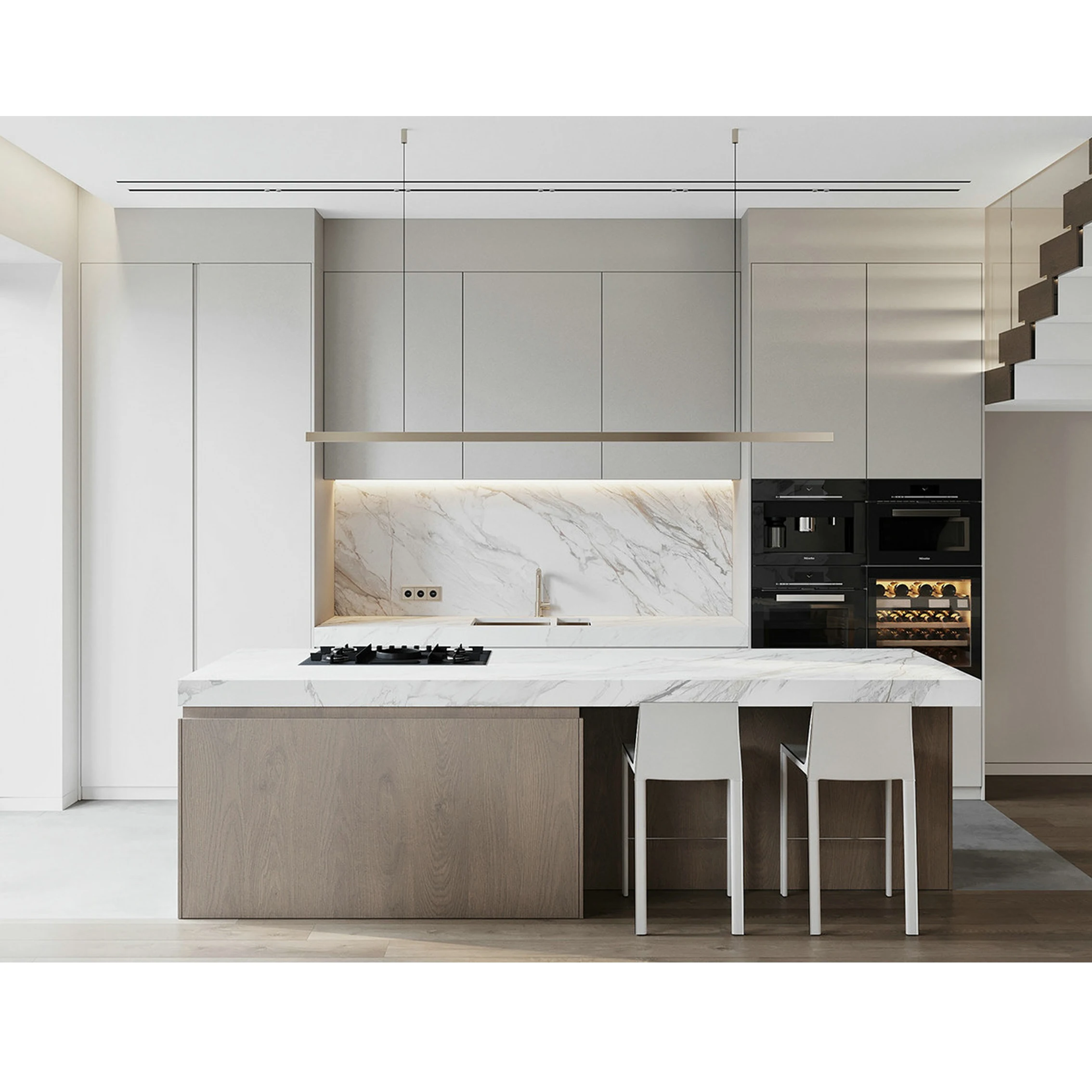 Modern style design wood white American custom solid wood  kitchen cabinet