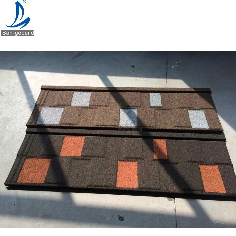 Ghana Stone Chips Coated Metal Roof Tiles Tegole Sangobuild Standard Quality Siding Roofing For Residential Roofing