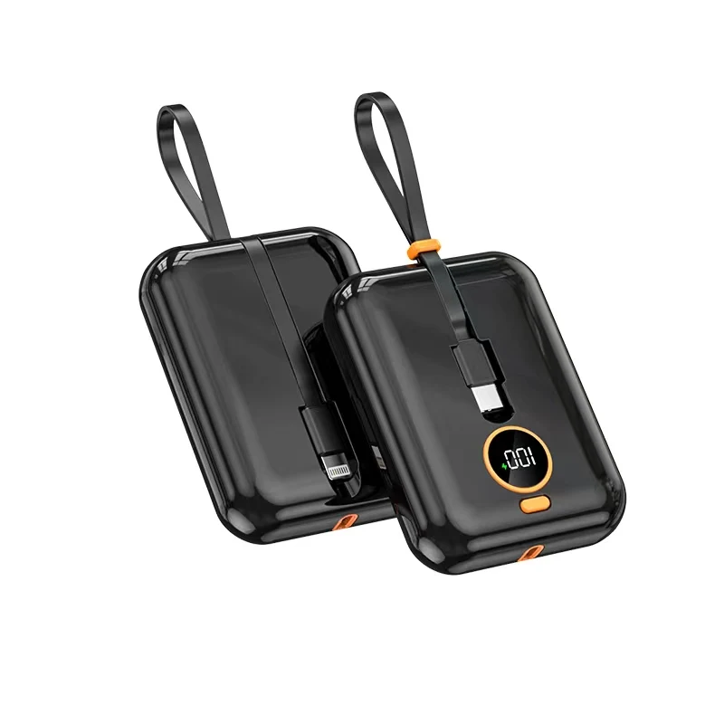 portable 3 in 1 charger fast charging 10000mah powerbank cute mini emergency external power bank with cables for digital product