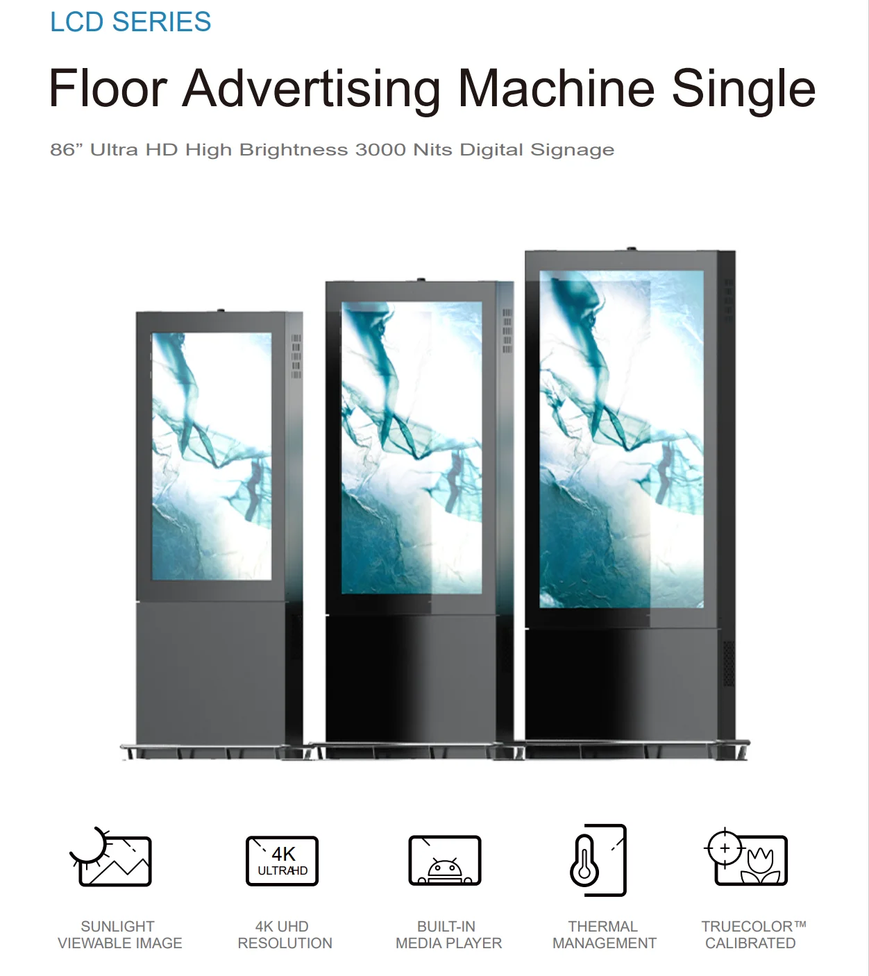 New style ultra-thin structure touch 55-75 inch touch screen LCD display advertising player Totem Ip66 digital signage kiosk
