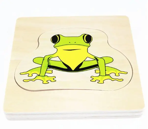 Funny montessori educational wooden toys for kids of wooden puzzle life cycle of frog