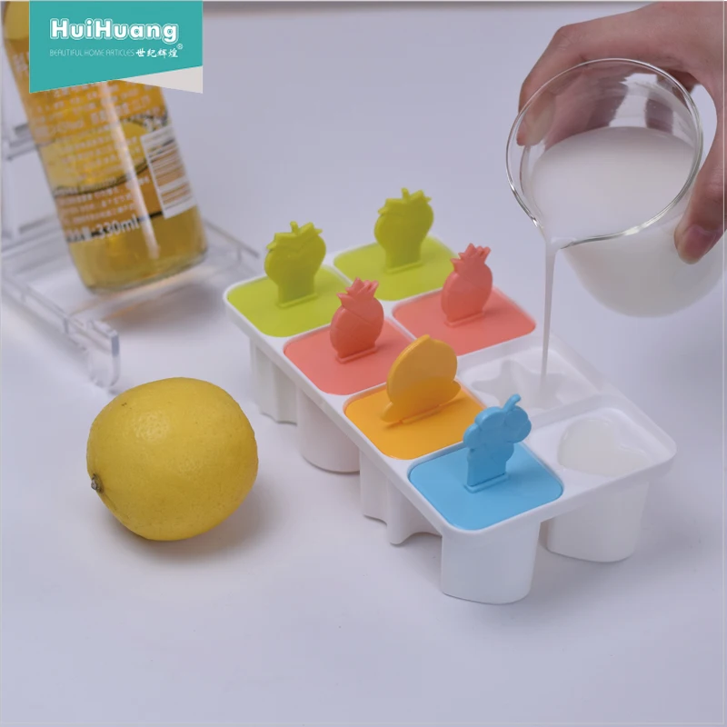 
Huihuang Shantou manufacturer food grade 8 pcs 1 set DIY tool ice cream mold ice pop mold plastic mold for ice cream 