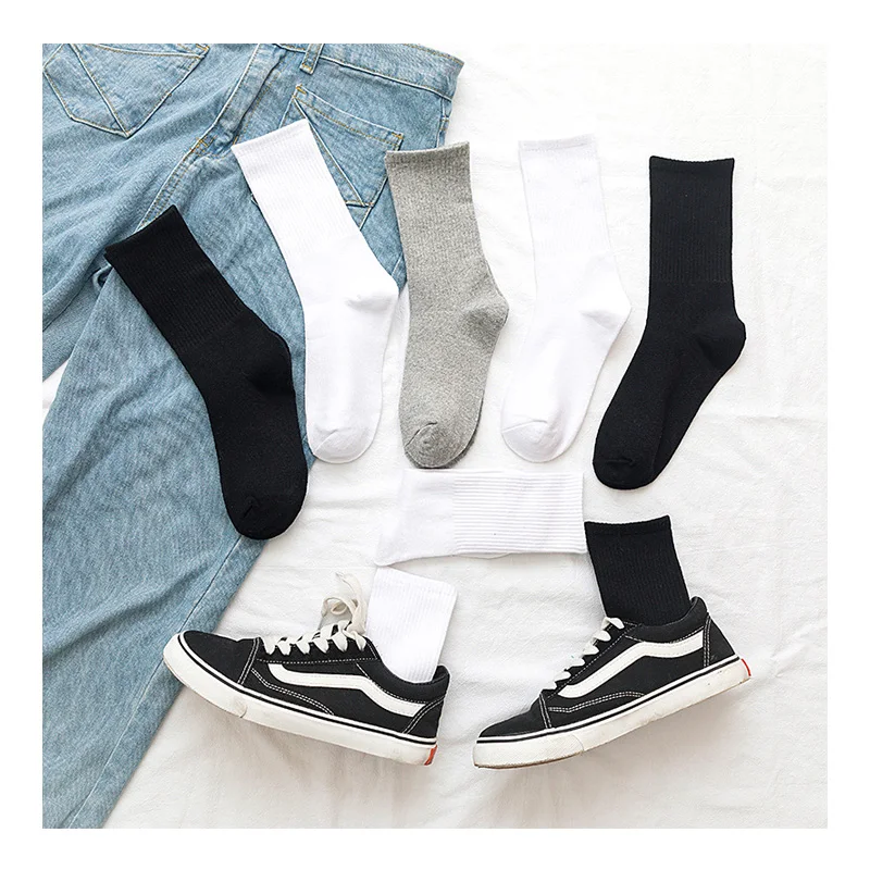 Solid Color Polyester Logo Custom Mens Socks Cheap Wholesale Plain White Socks From China