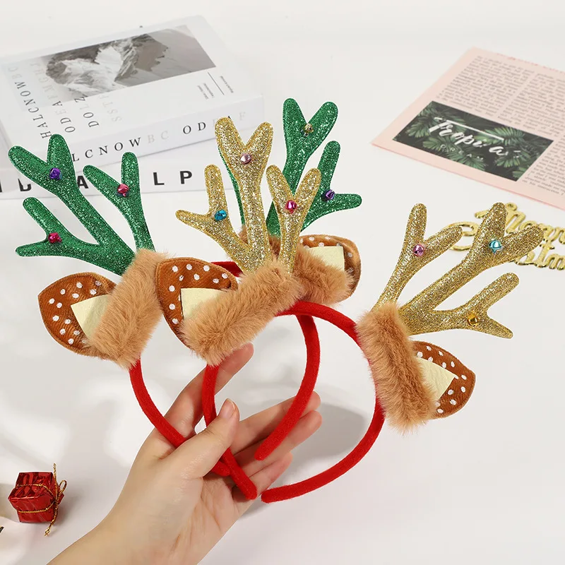 Хит продаж Рождественские рога Пластиковая Красная Зеленая желтая Рождественская повязка на голову шляпа для украшения рождественской вечеринки