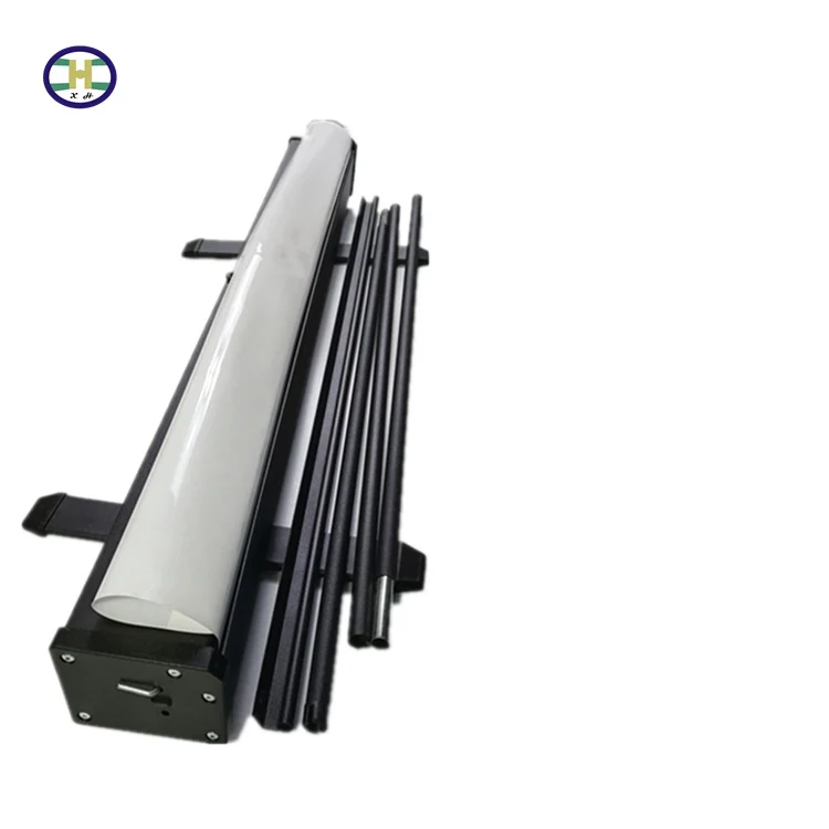 Hot selling luxury iron roll up telescopic display rack silver black banner display rack can be easily carried and stowed 80x200