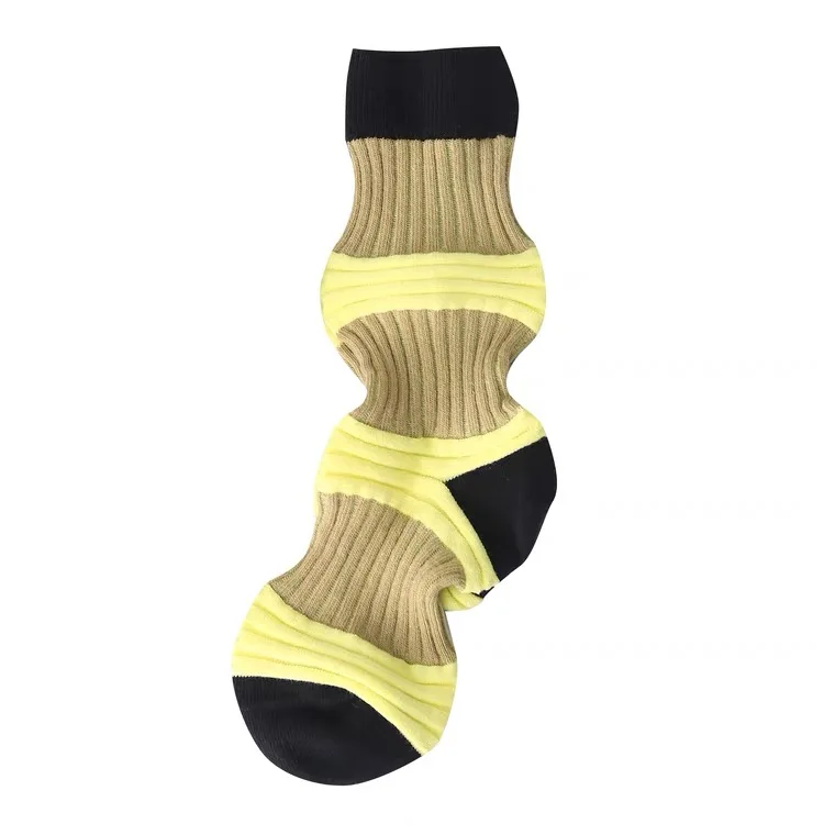 2022 high quality Custom striped lantern socks factory customize crew calcetines custom socks Pleated jacquard contrast socks