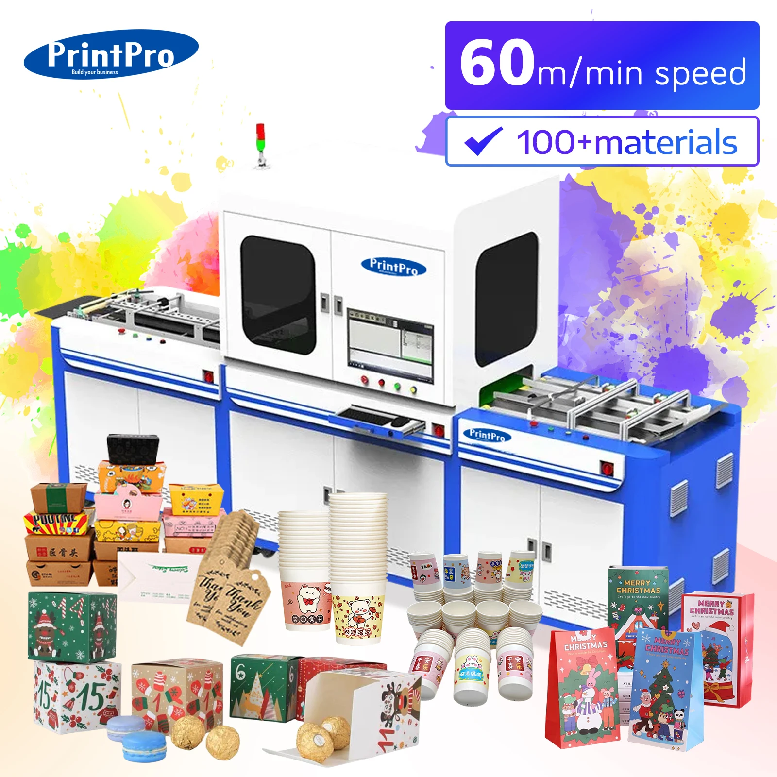 PrintPro однопроходная печатная машина для бумажных пакетов автоматическая кормушка гофрированной бумаги одинарный принтер с печатающей головкой мощностью 1 л.с.