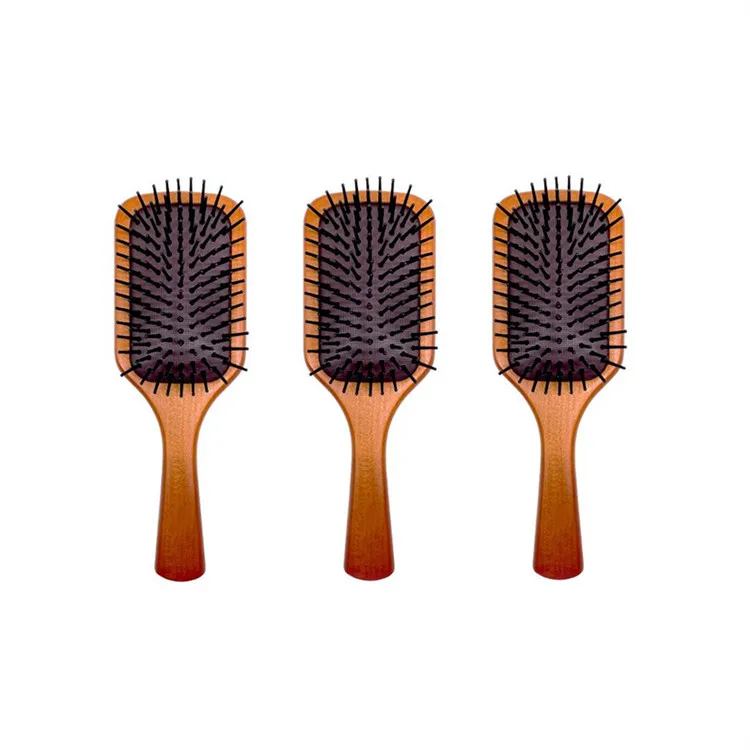 Wood Hair Brush Scalp Massage Comb Hairbrush Nylon Women Wet Dry Curly Detangle Hairdressing Styling Tool