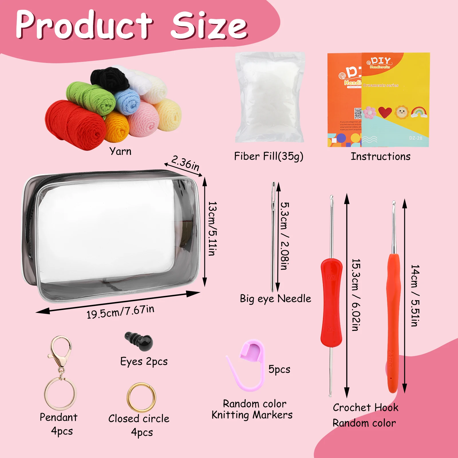 Sun Love Rainbow Flower Crochet Keychain Beginner Crochet Kit for Adults