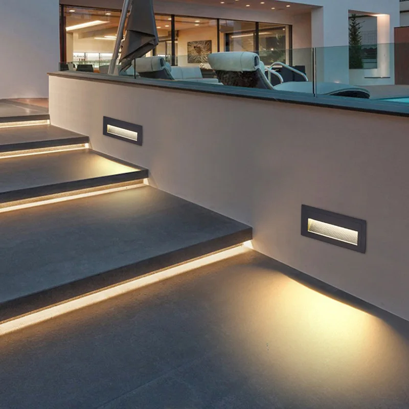CSLIDO 2W 3W 5W LED Wall Lamp Aluminum Stair Light with Sensor Recessed Step Pathway Corner Lamps