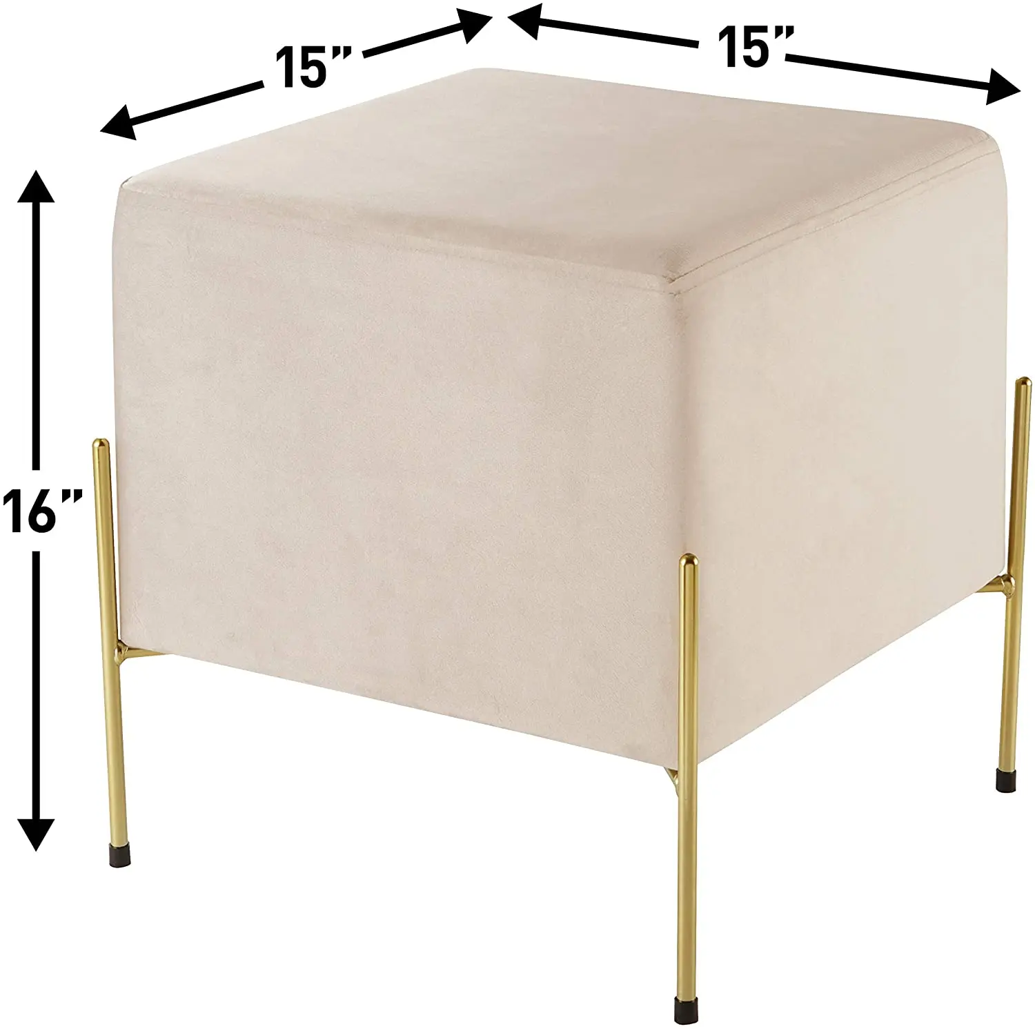 Лучший выбор товаров, Розовый бархатный оттоманка с золотыми ножками, металлическая основа, стул для гостиной, Розовый бархатный Квадратный Пуф, оттоманка