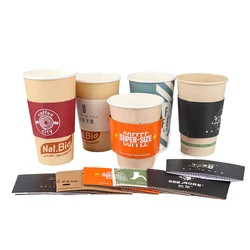 Disposable Coffee Cup Sleeves for 10oz 12oz 16 oz Protective Corrugated Cup Sleeve Brown For Hot Cold Beverage Drinking Cup