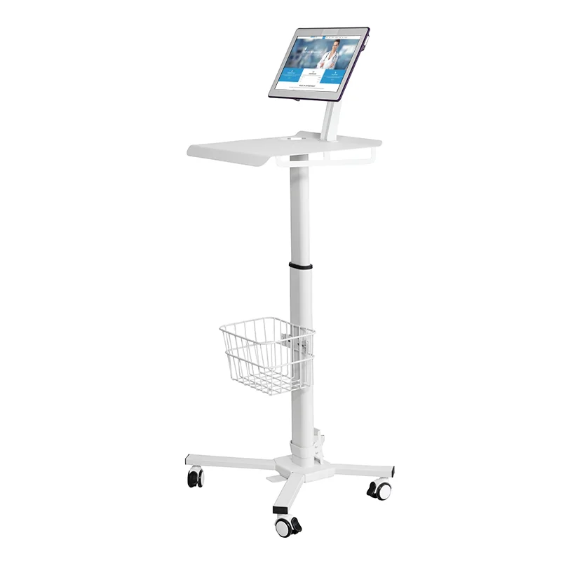Mobile Workstation Medical Trolley Sit Stand Table  Gas Spring  Height Adjustable Medical Cart