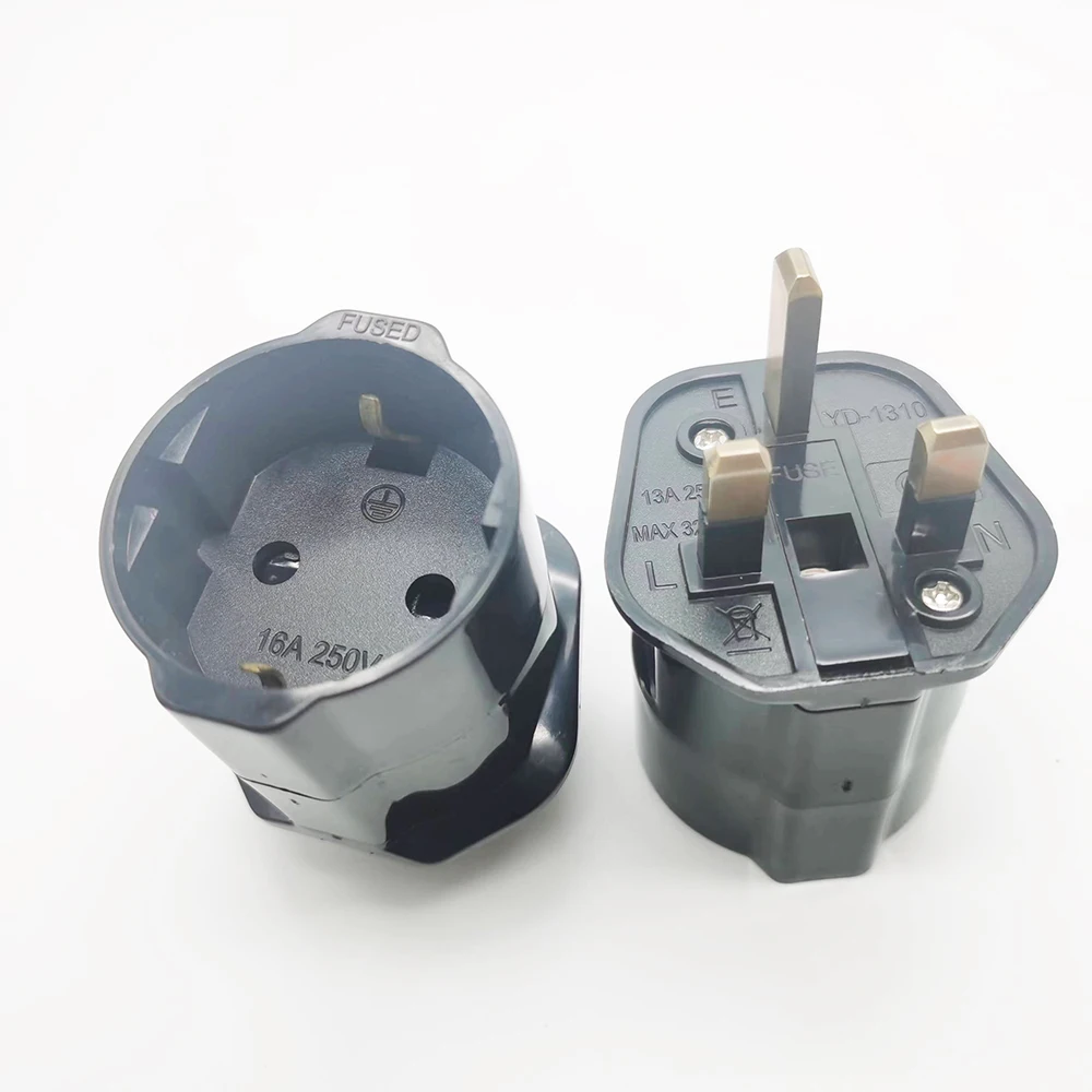 Multifunctional EU European Schuko To UK Plugs Adapter Power Converter 2 Pin Socket Travel 250V 13A Dubai Singapore
