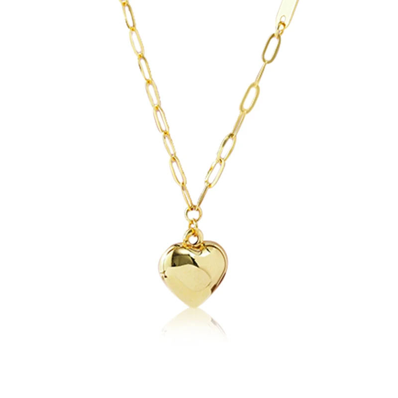 AU750 10k 14k 18k solid gold jewelry necklace chain OEM ODM custom love pendant Gift Party Wedding women heart 18k Gold necklace