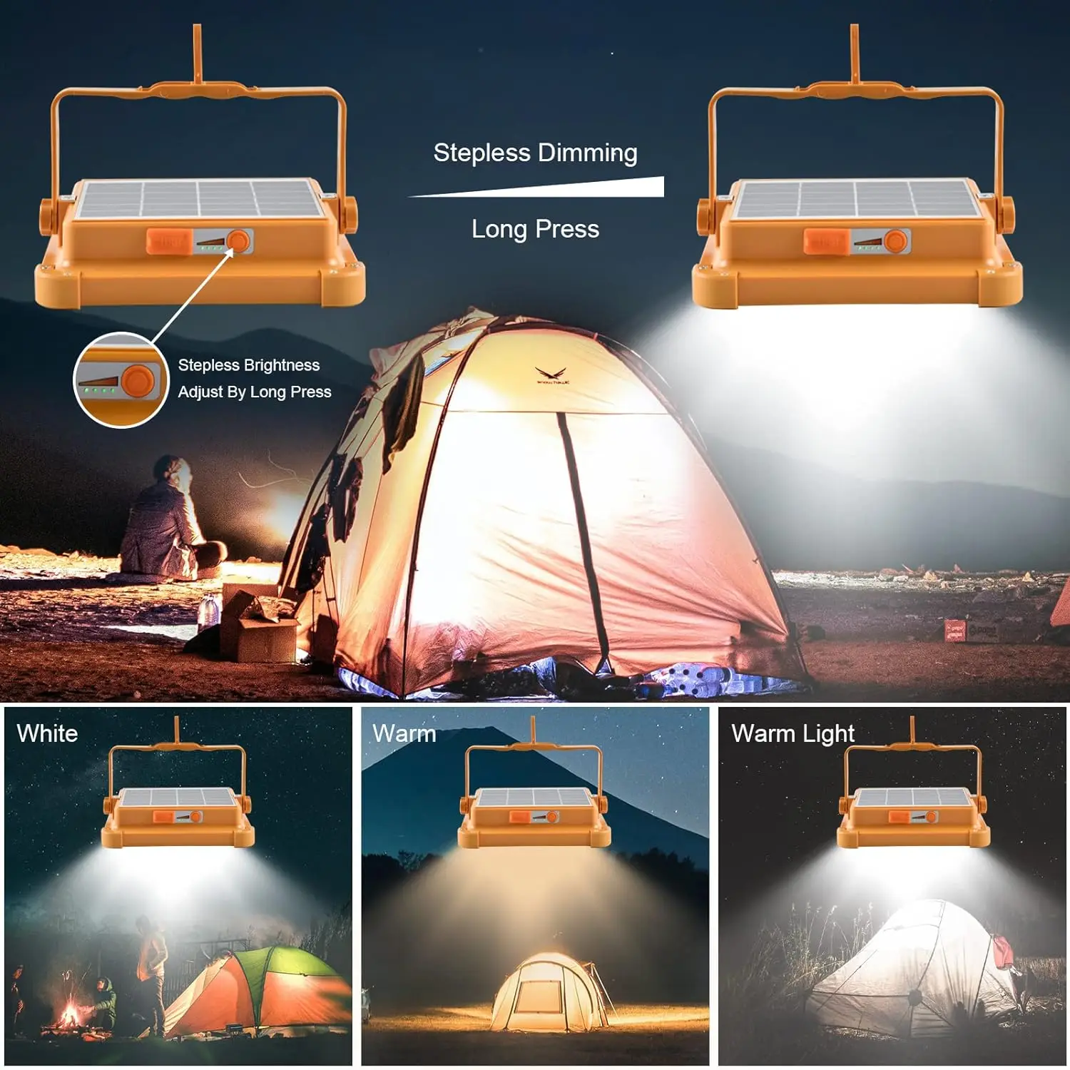 200w 300w 600w 800w Portable Rechargeable Flood lights USB LED Work Light  IP66 Solar Projector Lamp