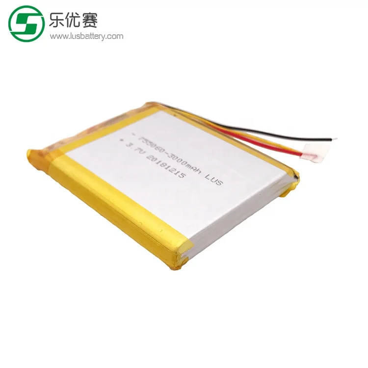 LP755060 Rechargeable polymer Li-ion battery 3.7V 3000mAh LIPOL BATTERY for Medical equipment