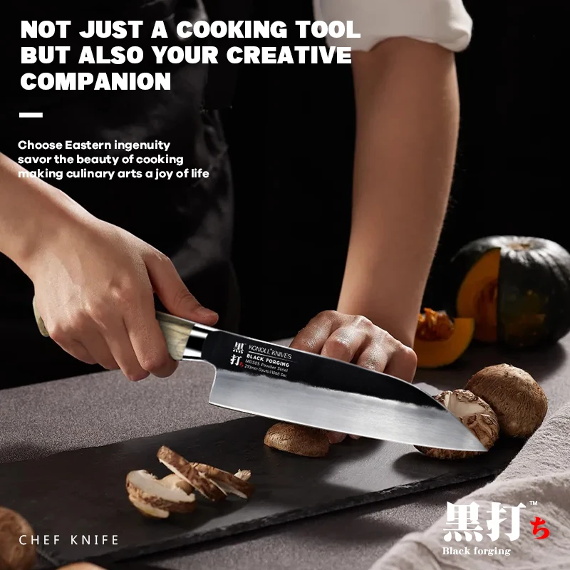 210MM Black Forged Kitchen Japanese Knife Japan MD305 Powder Steel High Carbon with Spotted wood handle Canteens Restaurant