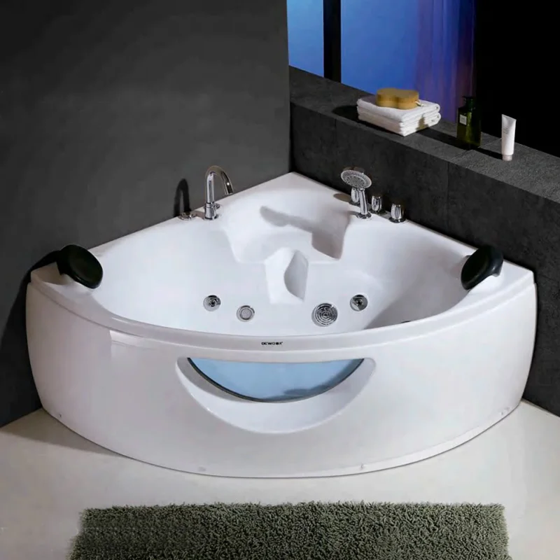Multifunctional Acrylic Bath Tub 2 People Jaccuzi Glass Whirlpool Massage Corner Bathtub