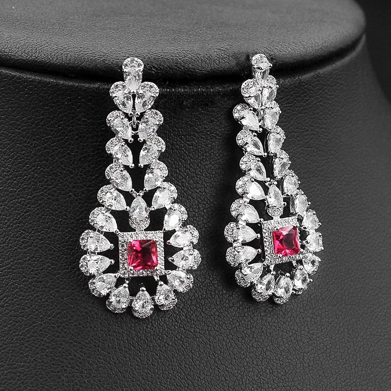 Набор ювелирных изделий из платины, груши, бриллиантов, свадебное ожерелье, серьги