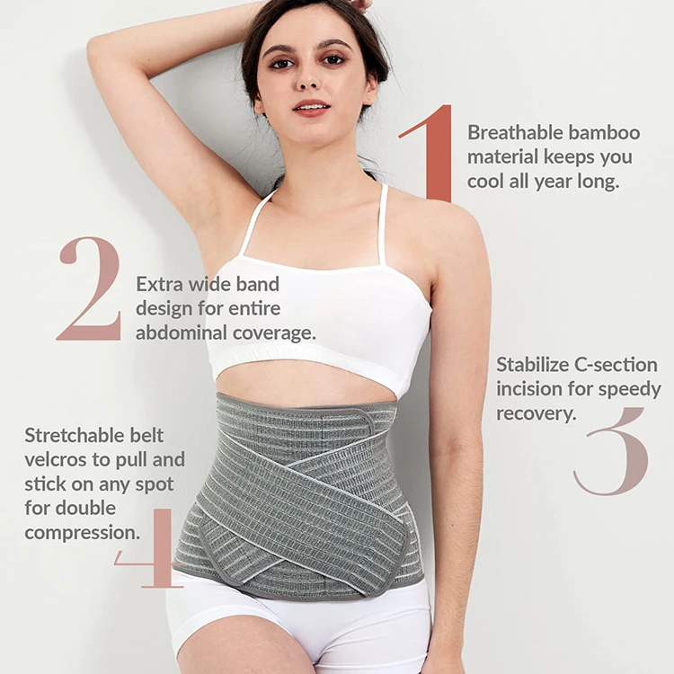 Best Seller Customized Postpartum Belly Wrap Abdominal Binder Post Surgery Compression Wrap Recovery Support Belt With Pocket