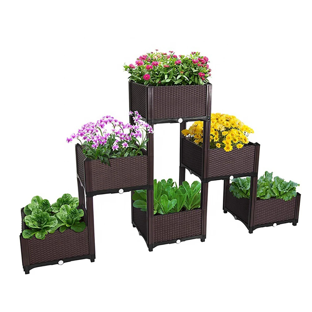 VERTAK hot sale raised garden bed outdoor plastic vegetable and flower square planter box