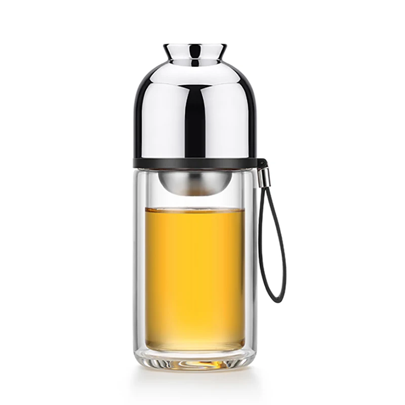 Samadoyo Fashionable Custom Eco-Friendly Portable Separating Double Walled Glass Water Bottle Tea Cup with Magnetic Filter