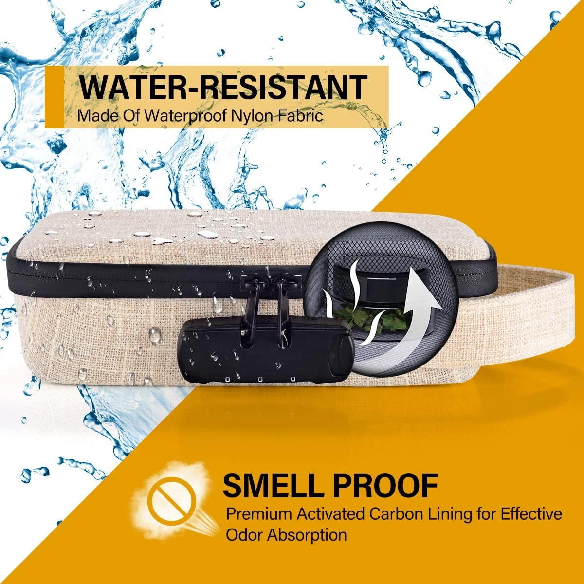 Factory Custom Smell Proof Stash Box with Combination Lock Portable Travel Storage Case For Storage Your Accessories