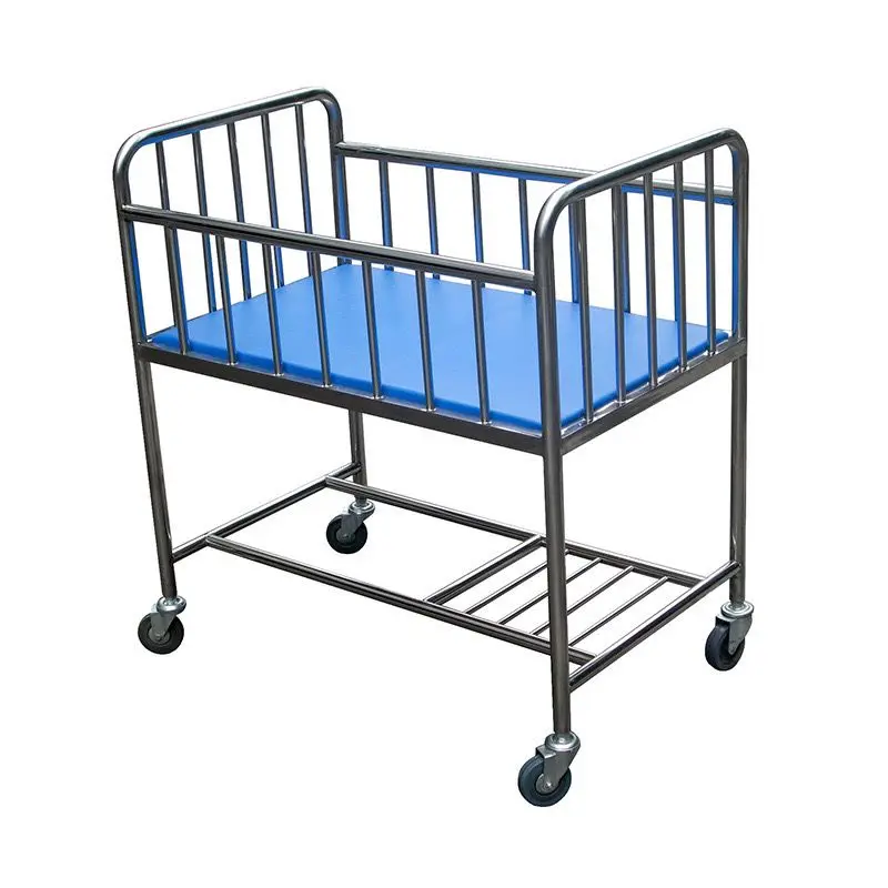 MT MEDICAL hospital trolley Stainless steel bed baby cart child crib children cot with sliding side rails