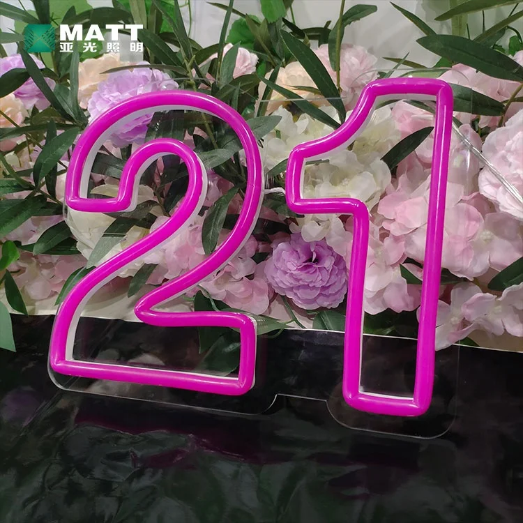 MATT 2023 factory manufacture drop shipping 32 cm number 21 birthday party activities decorations custom indoor led neon sign