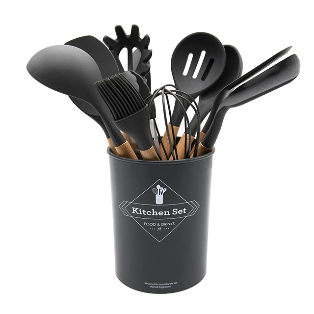 Silicone Kitchen Wooden Tools Cooking Utensils Accesorios De Cocina Silicon Tool Utensil Set