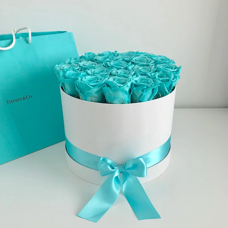 Preserved rose light blue long lasting rose preserved flower box preserved roses in tiffany color round box