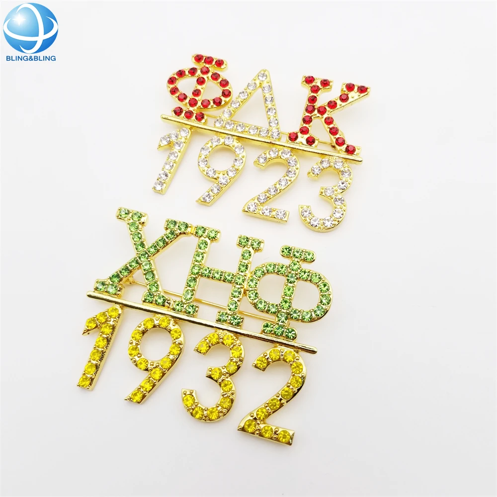 Customize Rhinestone Chi Eta Phi Greek Sisterhood Pins 1932 1923 Sorority Phi Delta Kappa Brooches For Anniversary Gifts