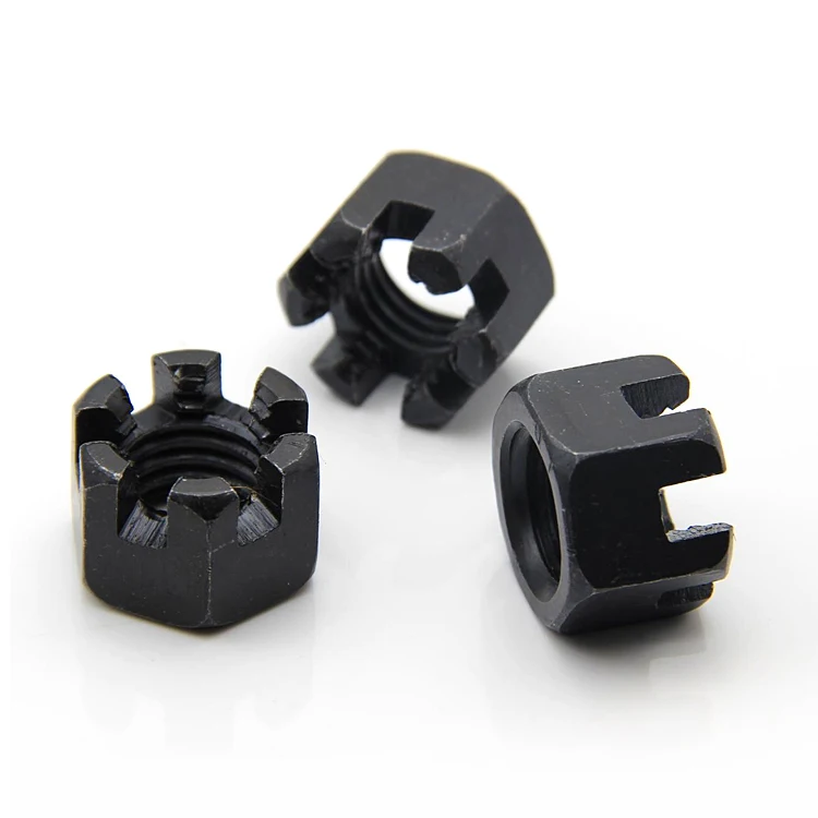 Factory Wholesale Price Hexagon Slot Nuts Carbon Steel Slotted Castle Nut Black Oxide Hex Slotted Nuts