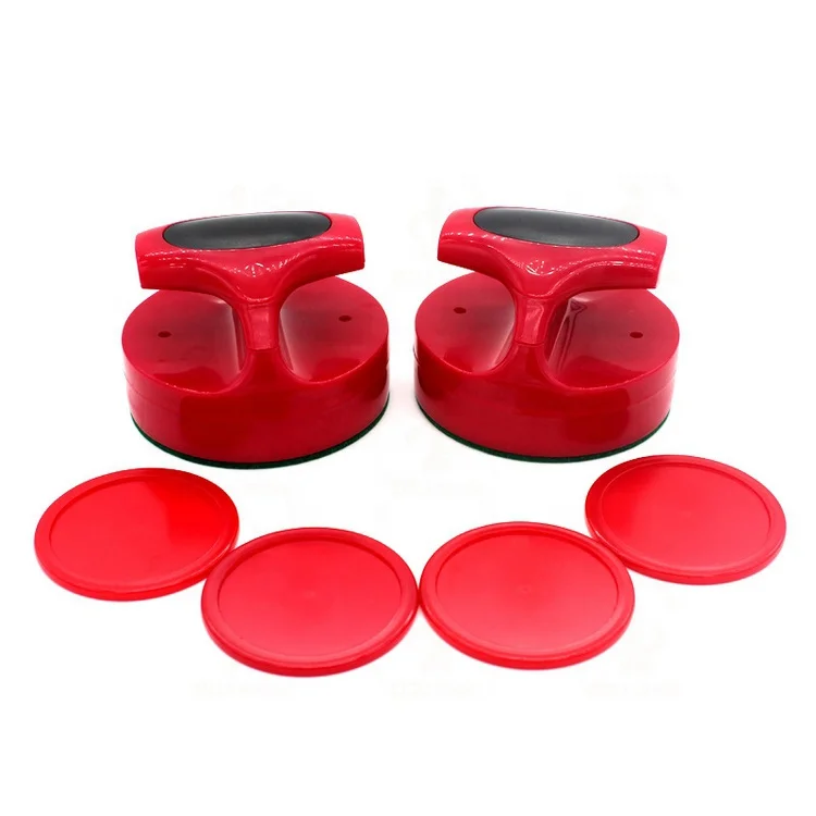 Popular indoor game accessories air hockey pucks and pusher set OEM print logo hockey table parts after sale for friend players