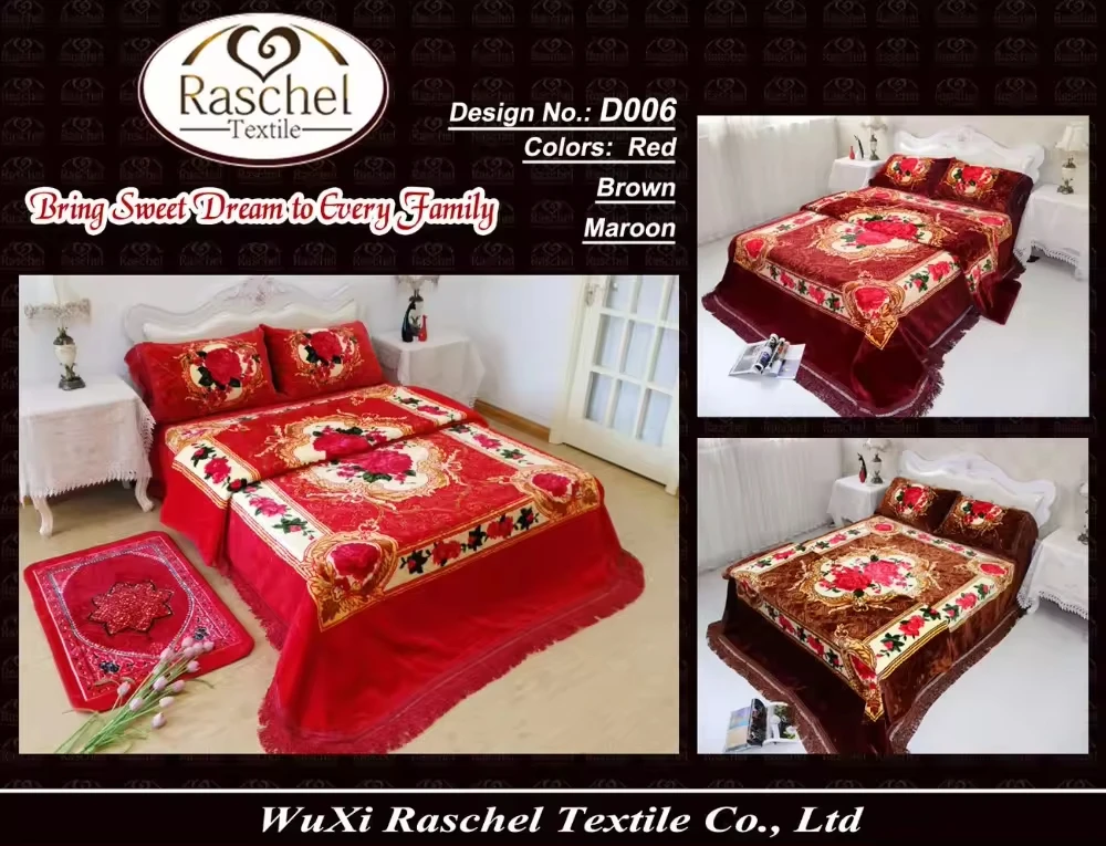3 Pcs super soft cloudy Raschel blankets sets for winter 1 pc blanket 2 pillowcase