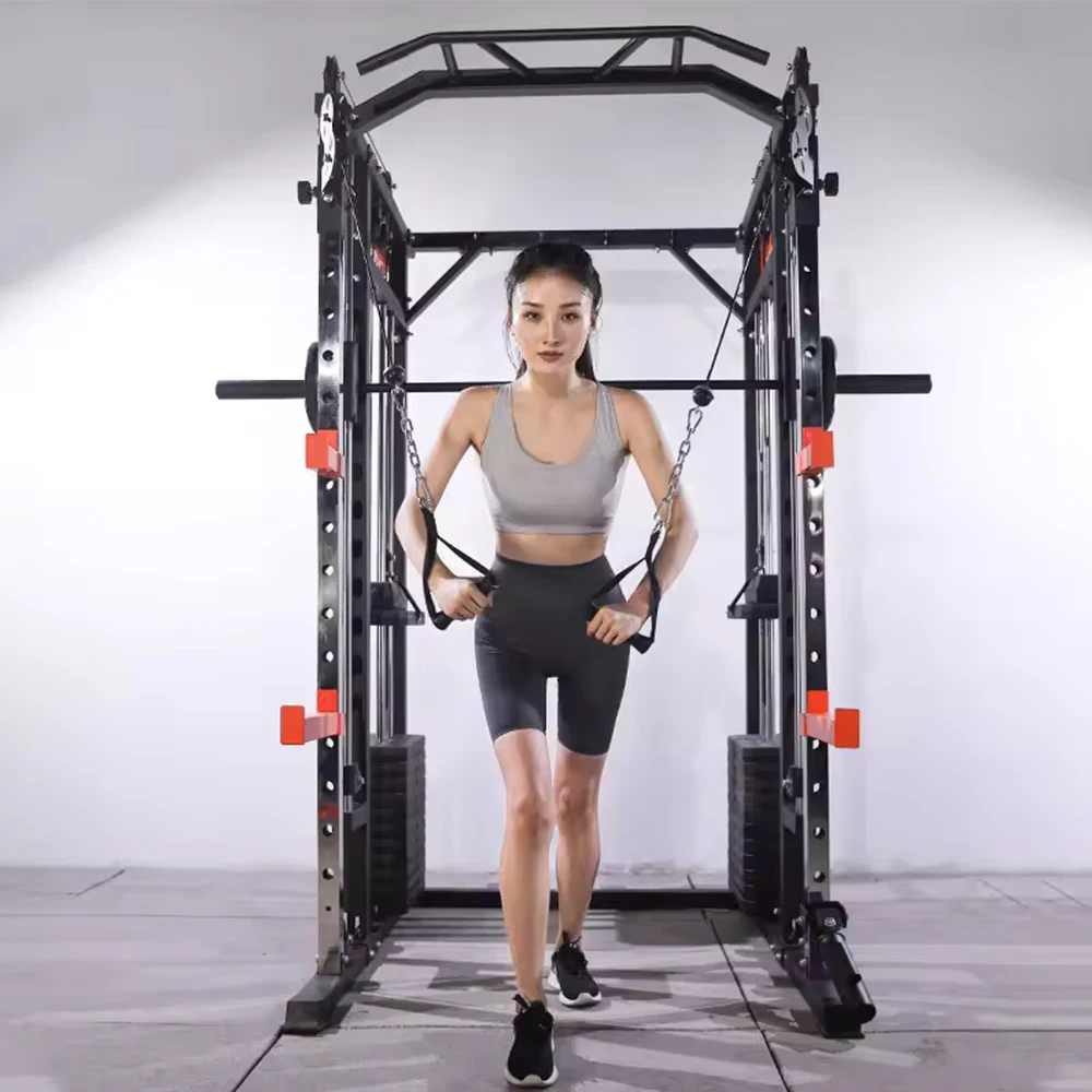 Commercial Use Fitness Multi Functional Power Cage Trainer Gym Equipment Cable Motion Crossover Power Squat Rack Smith Machine